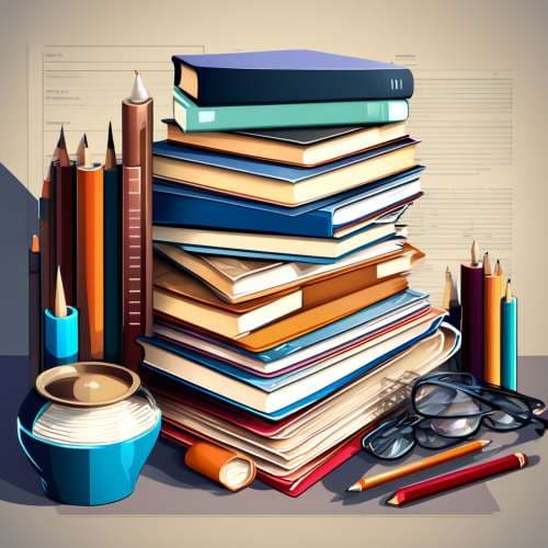 A stack of books representing knowledge and information.