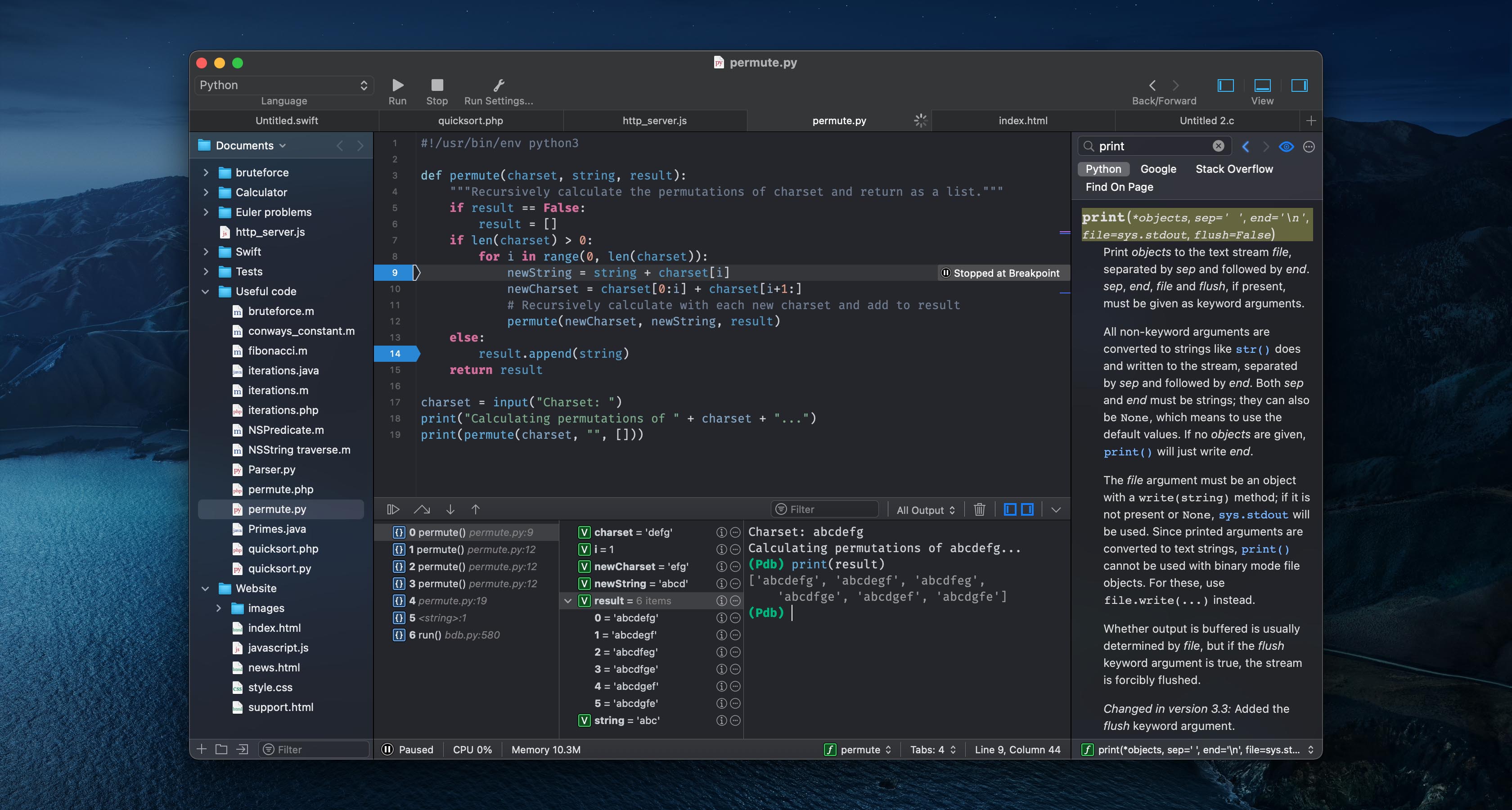 Viewing source code in a code editor