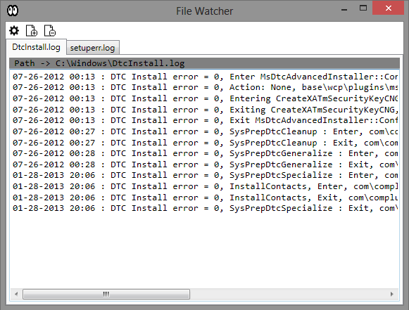 A file watcher tool interface