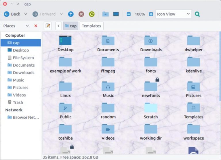 File manager view confirming a project folder