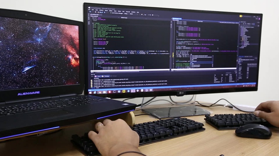Development work on a laptop