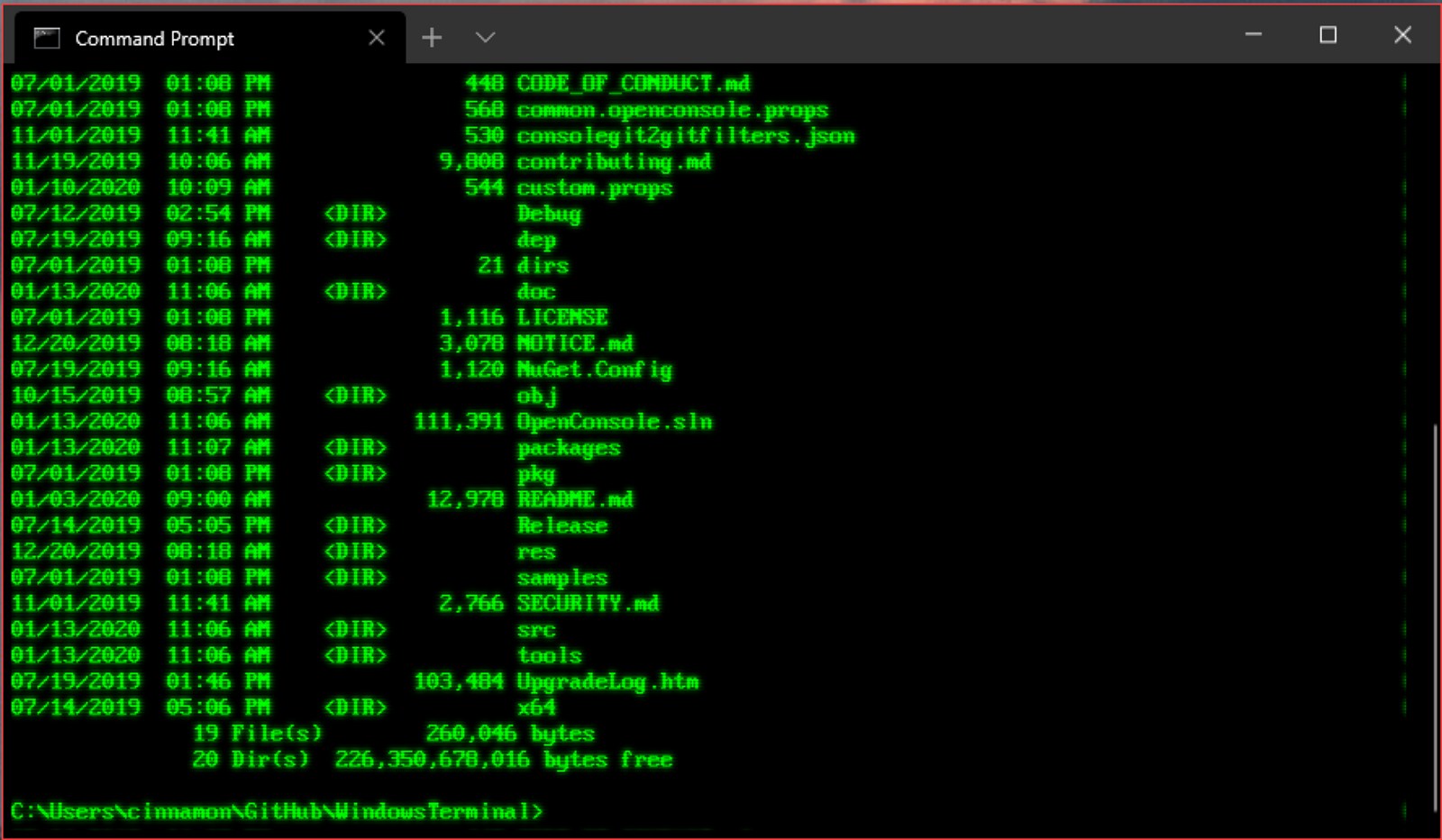 Terminal screen showing a command being entered